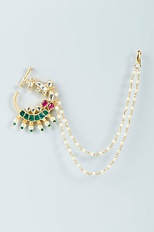 Gold Finish Kundan Polki Nath