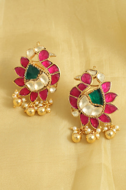 Gold Finish Handcrafted Peacock 
Earrings