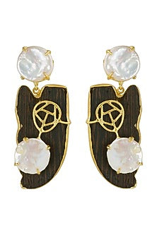 Gold Finish Mother Of Pearl Dangler Earrings