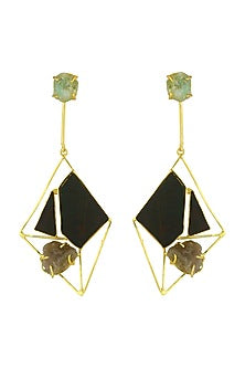 Gold Finish Natural Stone Dangler Earrings