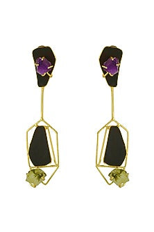 Gold Finish Natural Stone Dangler Earrings