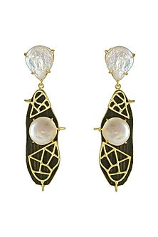 Gold Finish Mother Of Pearl Dangler Earrings