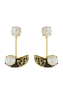 Gold Finish Mother Of Pearl Dangler Earrings