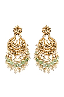 Gold Finish Beaded Chandbali Earrings