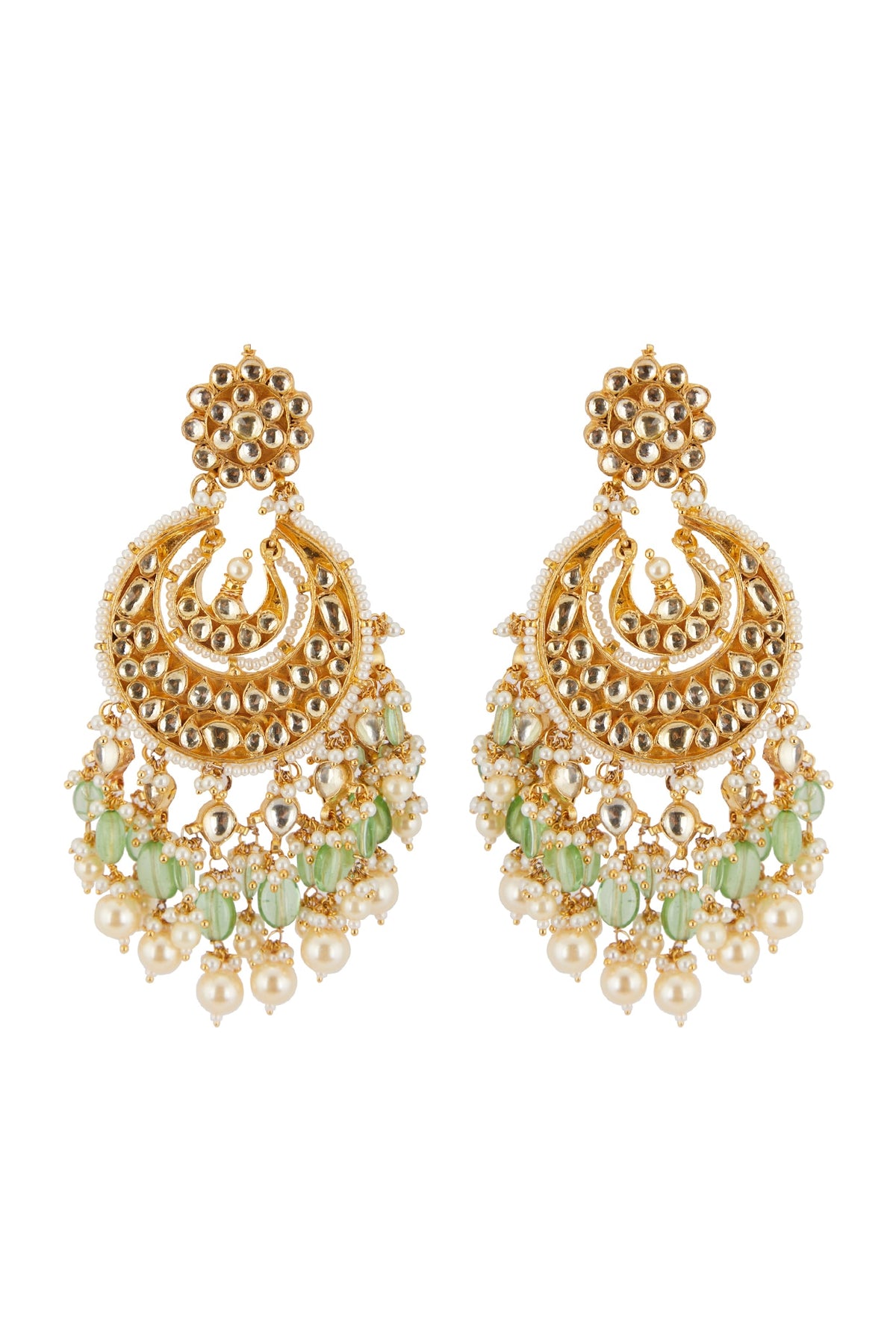 Gold Finish Beaded Chandbali Earrings
