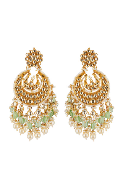 Gold Finish Beaded Chandbali Earrings