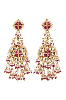 Gold Finish Floral Dangler Earrings