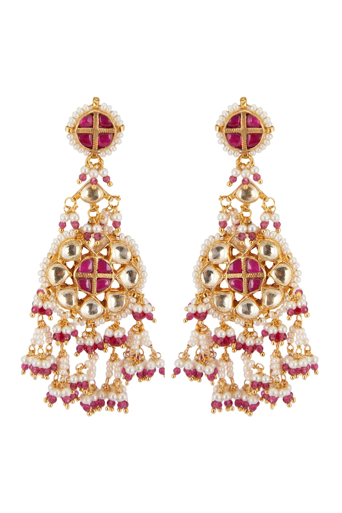 Gold Finish Floral Dangler Earrings