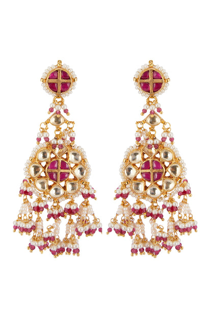 Gold Finish Floral Dangler Earrings
