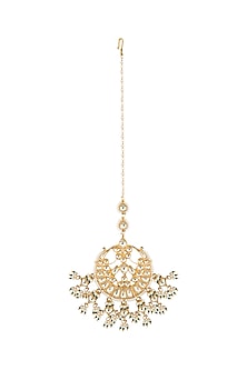 Gold Finish Kundan & Pearls Maang Tikka