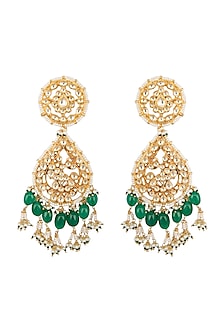 Gold Finish Kundan Dangler Earrings