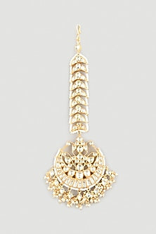 Gold Finish Pearl Handcrafted Maang Tikka