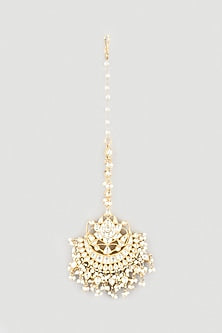 Gold Finish Pearl & Kundan Maang Tikka