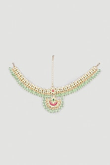 Gold Plated Kundan Polki & Pearl Matha Patti
