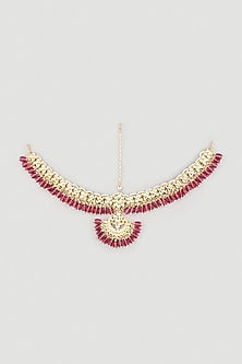 Gold Finish Kundan Polki Handcrafted Matha Patti