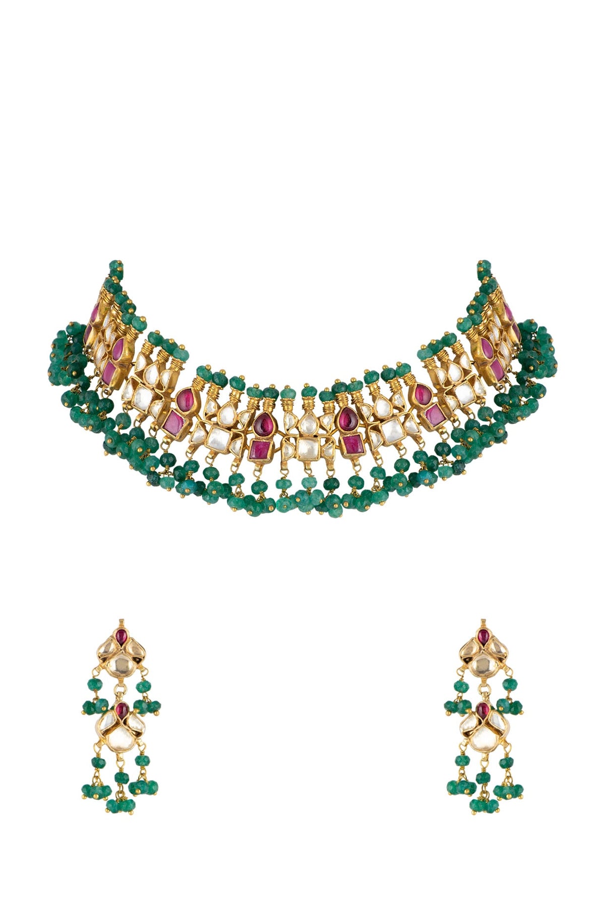 Gold Finish Kundan & Pearl Necklace Set