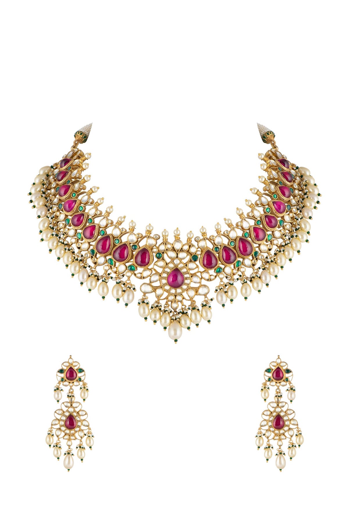 Gold Finish Pearl Necklace Set