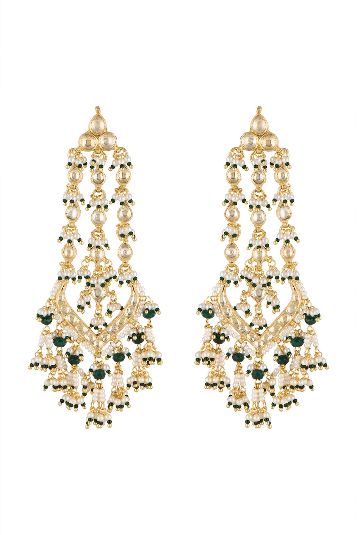 Gold Finish Kundan Long Earrings