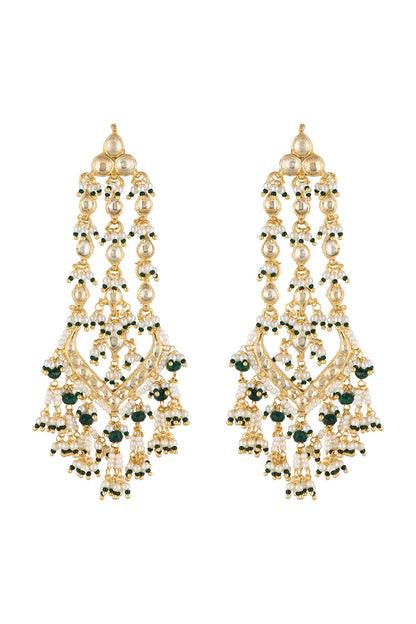 Gold Finish Kundan Long Earrings