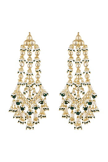 Gold Finish Kundan Long Earrings