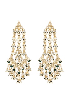 Gold Finish Kundan Long Earrings