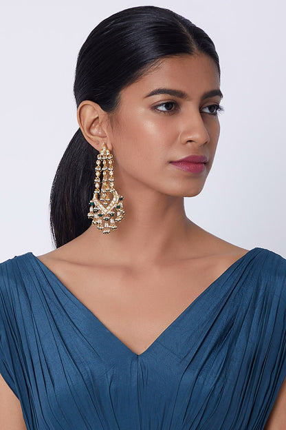 Gold Finish Kundan Long Earrings