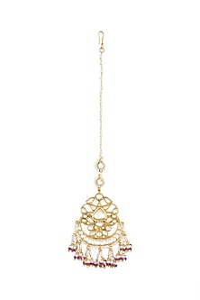 Gold Finish Kundan Maang Tikka
