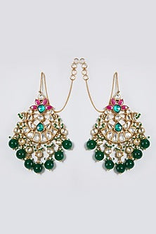 Gold Finish Beaded Chandbali Earrings