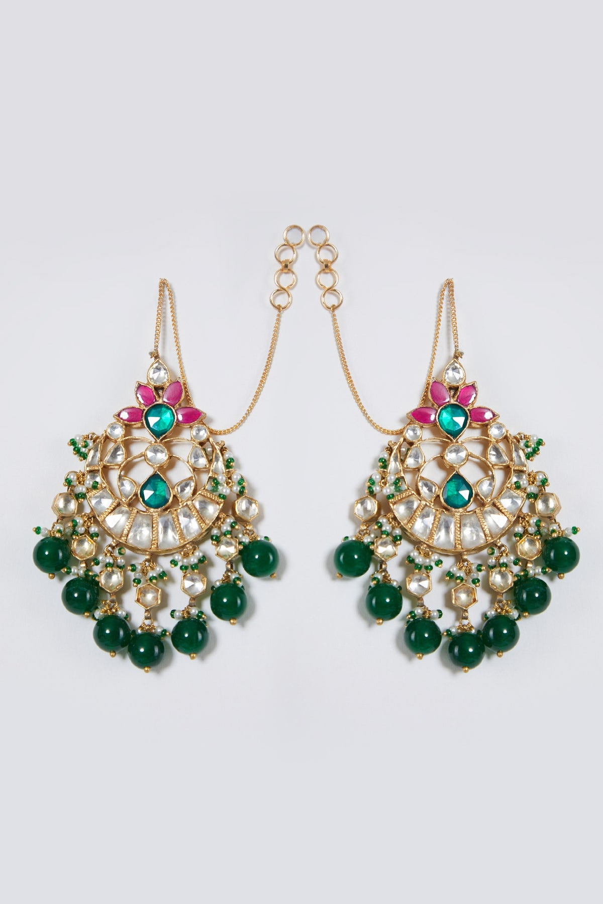 Gold Finish Beaded Chandbali Earrings