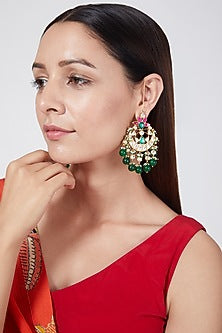 Gold Finish Beaded Chandbali Earrings