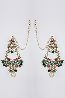 Gold Finish Pearl Dangler Earrings