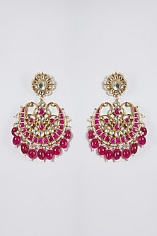 Gold Finish Kundan Chandbali Earrings