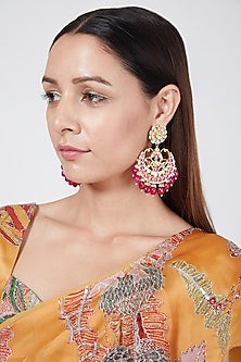 Gold Finish Kundan Chandbali Earrings