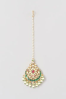 Gold Finish Kundan Polki Maang Tikka
