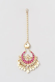 Gold Finish Kundan Polki Maang Tikka