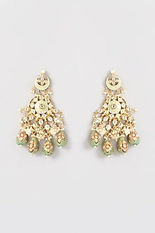 Gold Finish Kundan Polki & Pearl Long Necklace Set