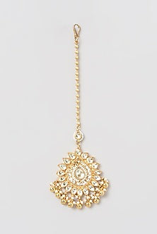 Gold Finish Kundan Polki Maang Tikka