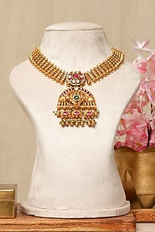 Gold Plated Kundan Polki & Multi-Colored Stone Necklace Set
