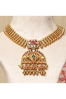Gold Plated Kundan Polki & Multi-Colored Stone Necklace Set
