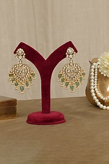 Gold Finish Kundan Polki Stone & Pearl Choker Necklace Set
