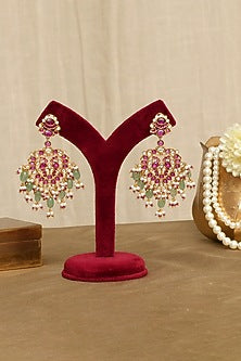 Gold Finish Kundan Polki & Ruby Stone Choker Necklace Set