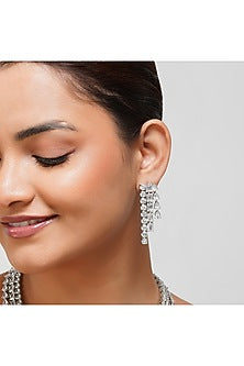 White Finish Pear-Shaped Zircon Layered Necklace Set