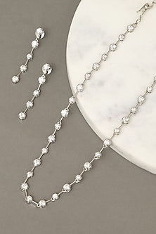 White Finish Zircon Necklace Set