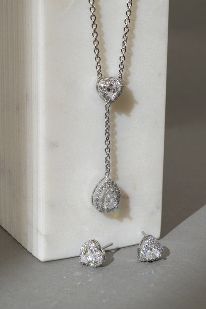 White Finish Zircon Necklace Set