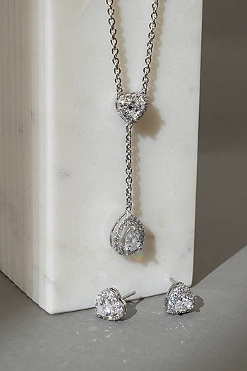 White Finish Zircon Necklace Set