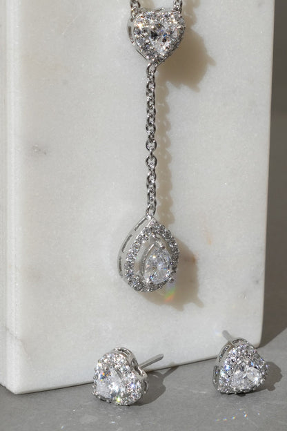 White Finish Zircon Necklace Set