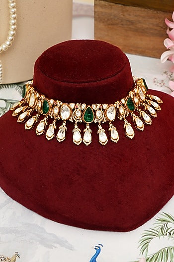 Gold Plated Kundan Polki Necklace Set