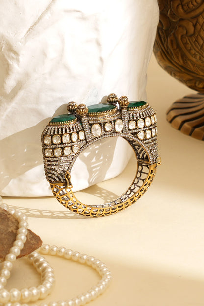 Gold Plated Kundan Polki Openable Kada