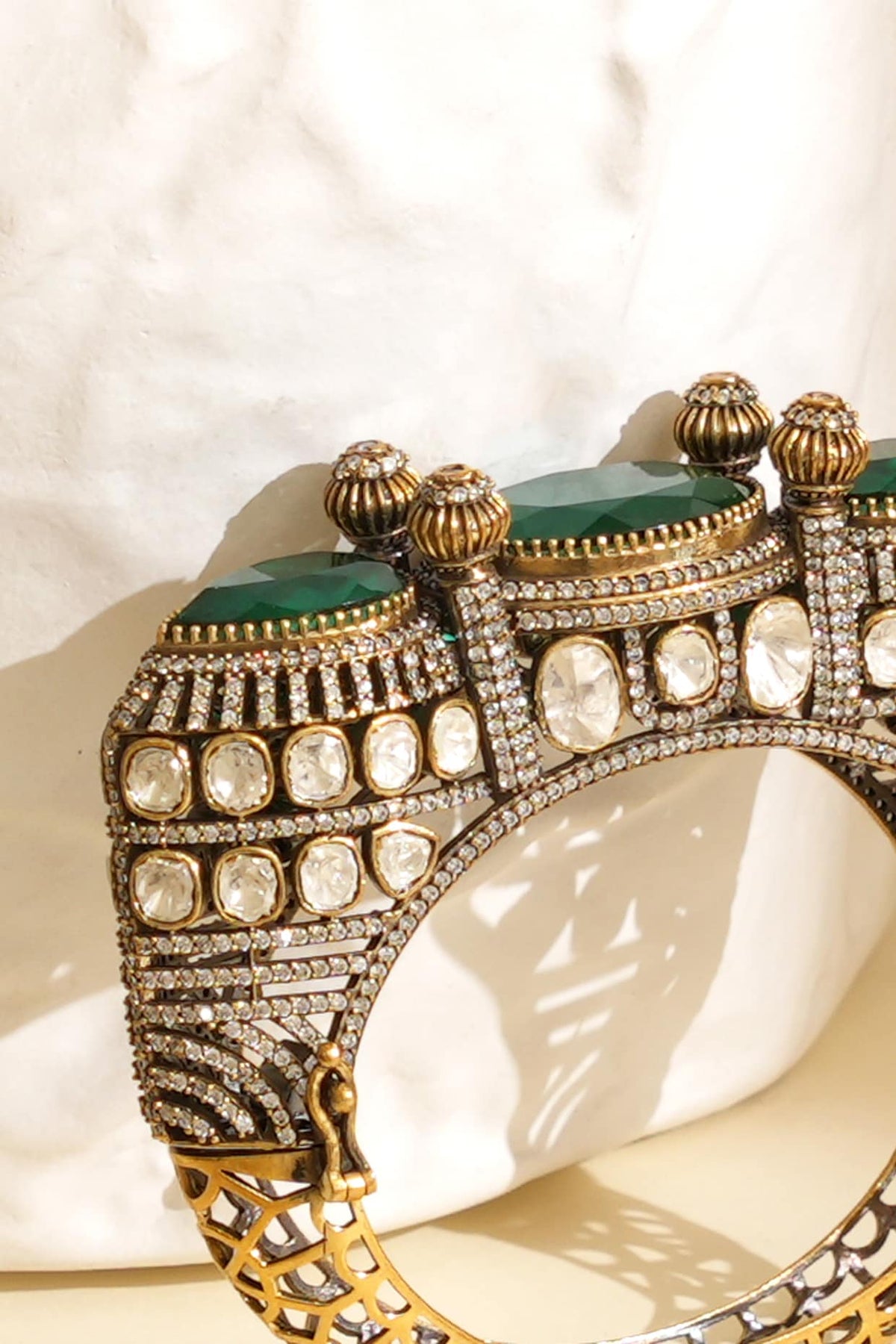 Gold Plated Kundan Polki Openable Kada