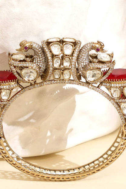 Gold Plated Kundan Polki Openable Kada